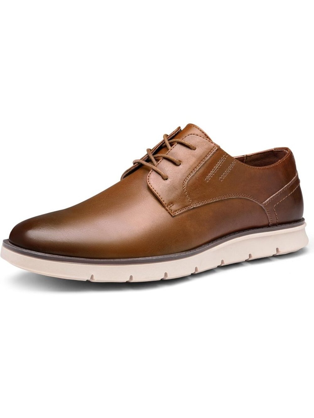 Men's Brown Faux Leather Wingtip Round Toe Comfortable Oxford Dress Sneaker